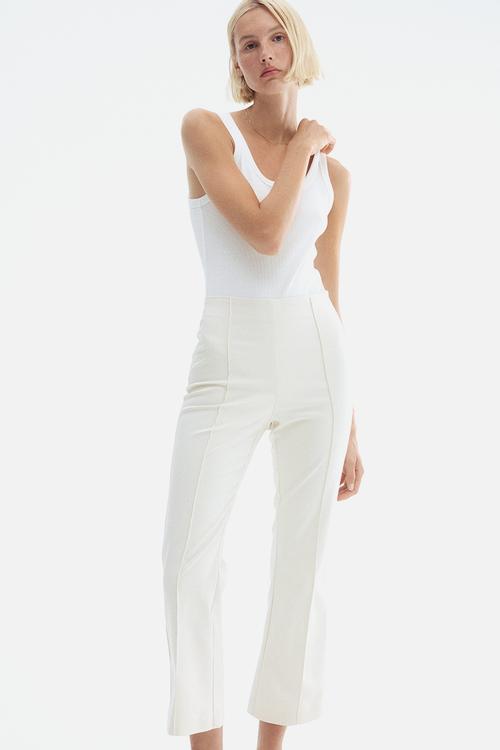 Flared crease-front trousers - white