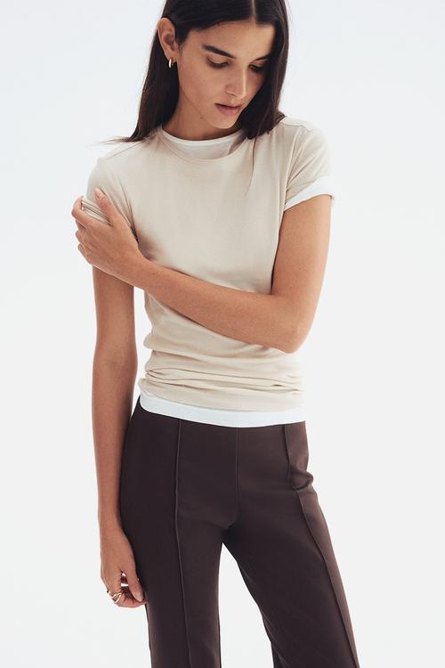 Flared crease-front trousers - dark brown