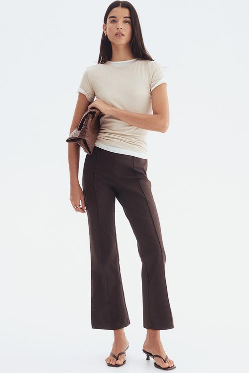 Flared crease-front trousers - dark brown
