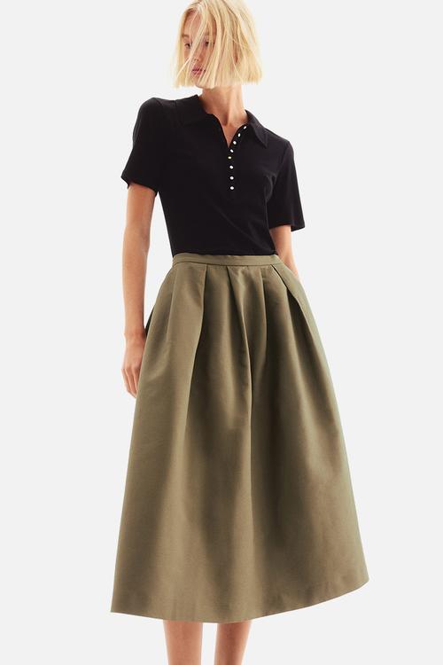 A-line midi skirt - dark khaki green