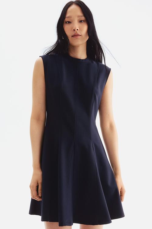 Flared-skirt mini dress - navy blue