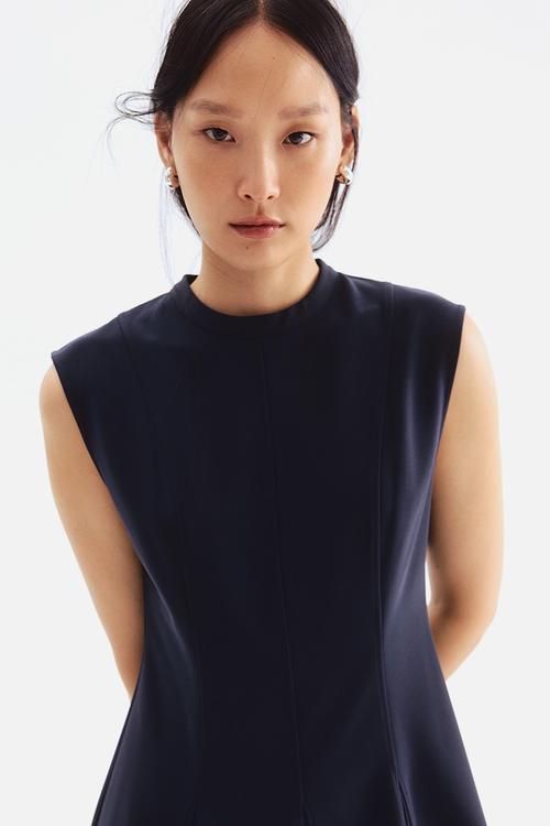 Flared-skirt mini dress - navy blue