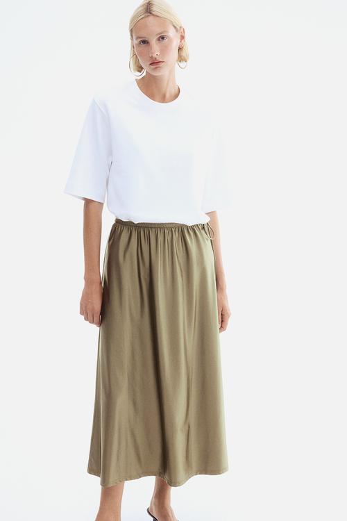 Drawstring-detail skirt - khaki green