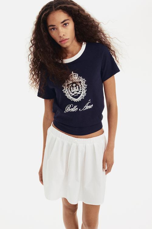 Cotton t-shirt - navy blue belle âme