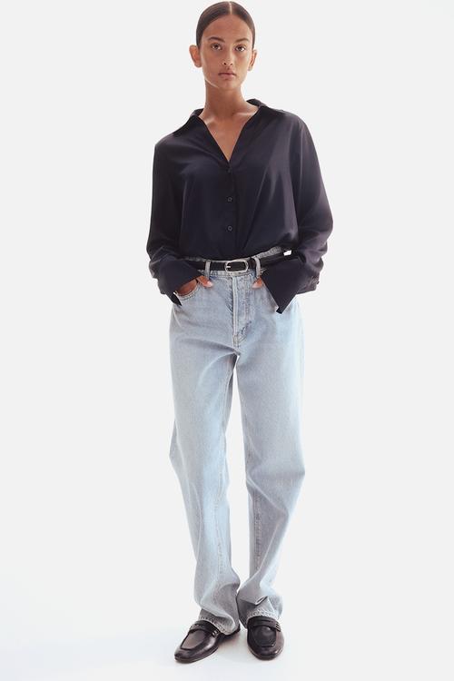 V-neck blouse - navy blue
