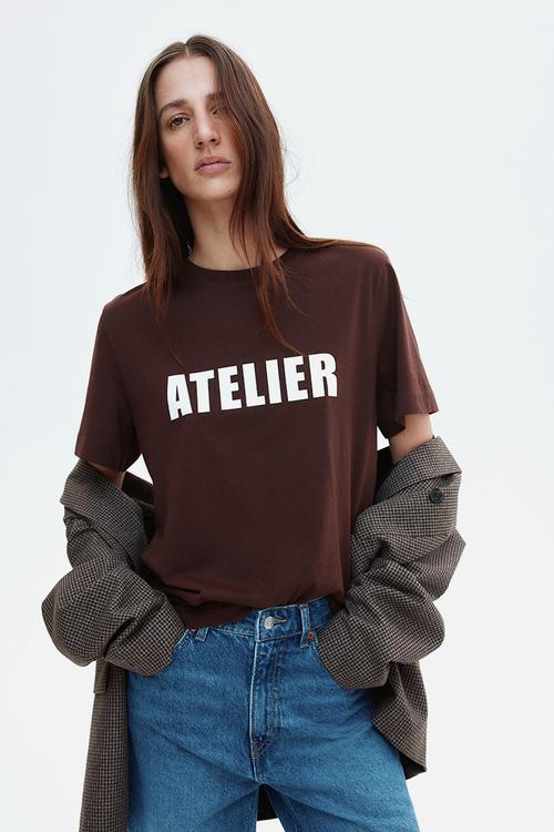 Printed t-shirt - dark brown atelier