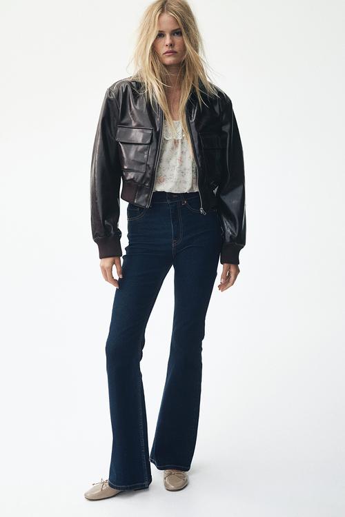 Flared high jeans - dark denim blue
