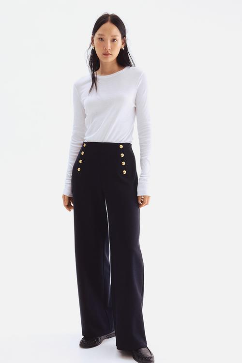Button-front trousers - navy blue