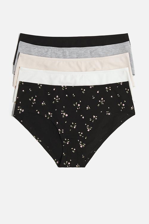5 pack cotton hipster briefs - multi