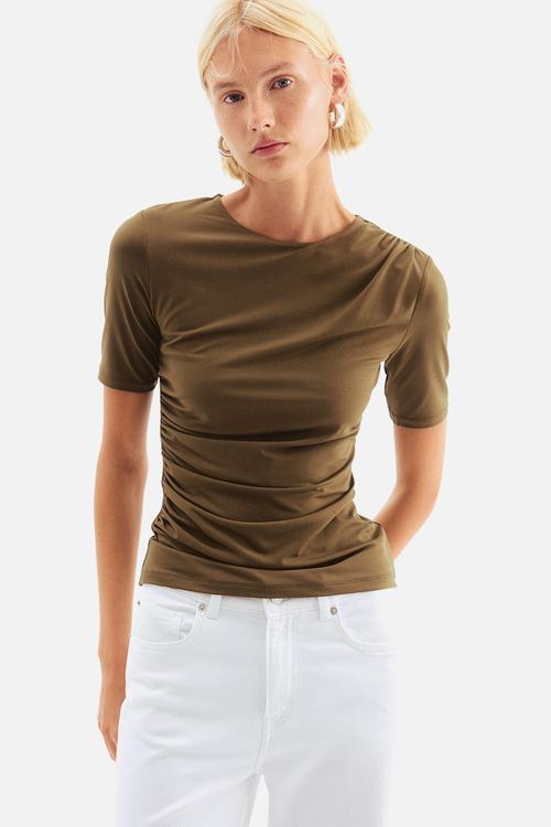 Draped top - dark khaki  green