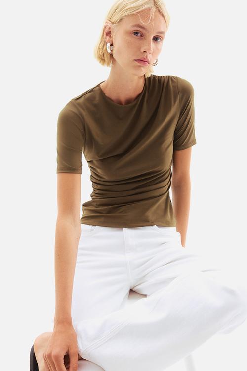 Draped top - dark khaki  green