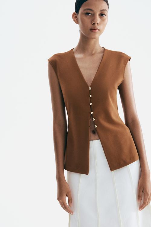 Interlock waistcoat - brown