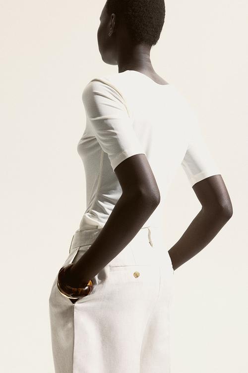 Fitted t-shirt - cream