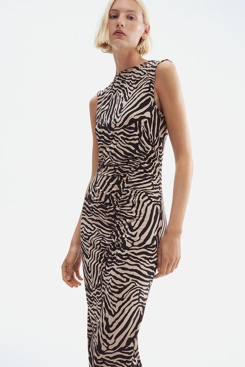 Draped dress - black zebra print