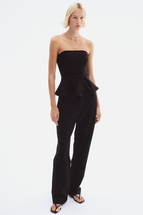 Bandeau peplum top - black