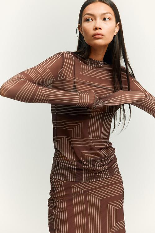 Mesh top - brown patterned