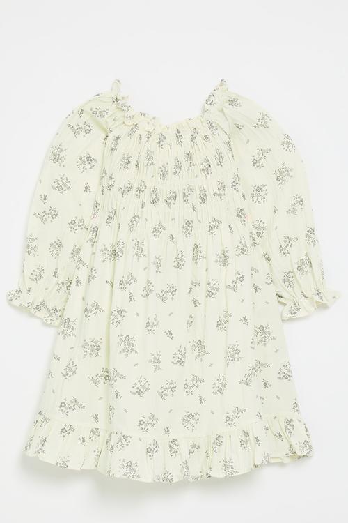 Long sleeve flared dress - cream