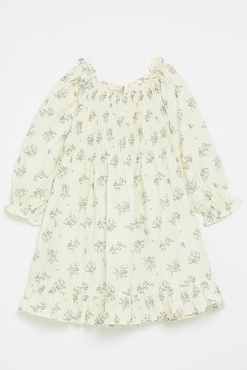 Long sleeve flared dress - cream