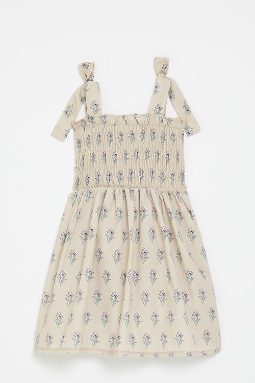 Shirred bodice dress - beige