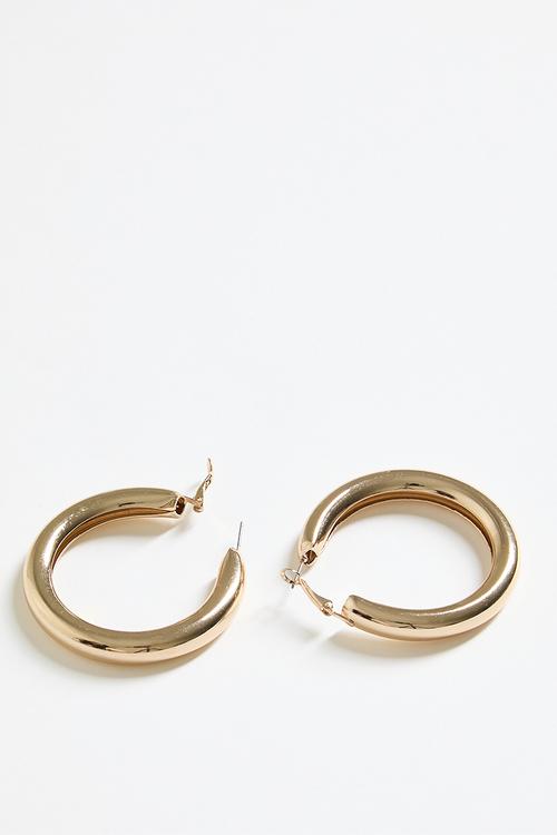 Chunky Bar Hoop Earrings- gold