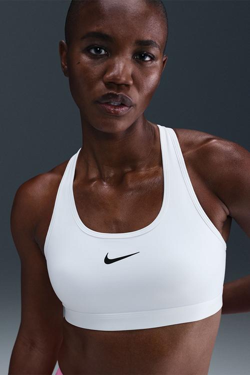 W Nk Swsh Med Spt Unpadded Bra - White/Black