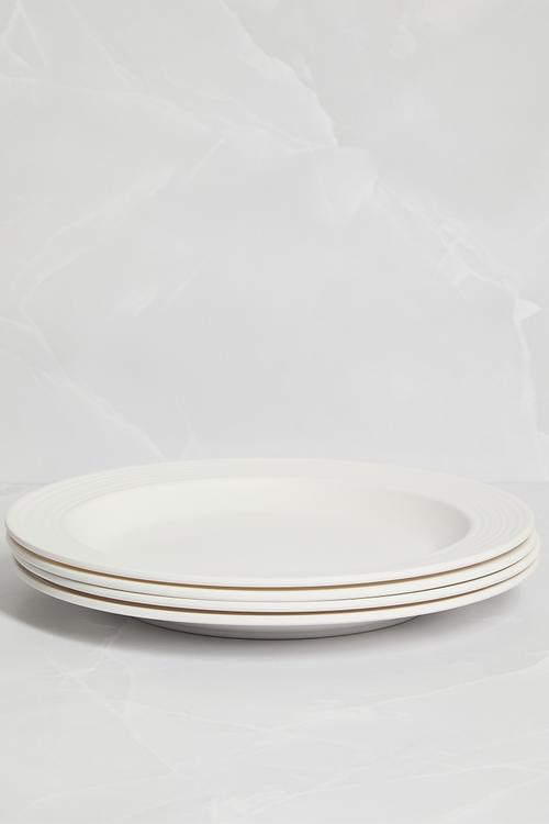 Ribs melamine sinner plate set of 4 - white
