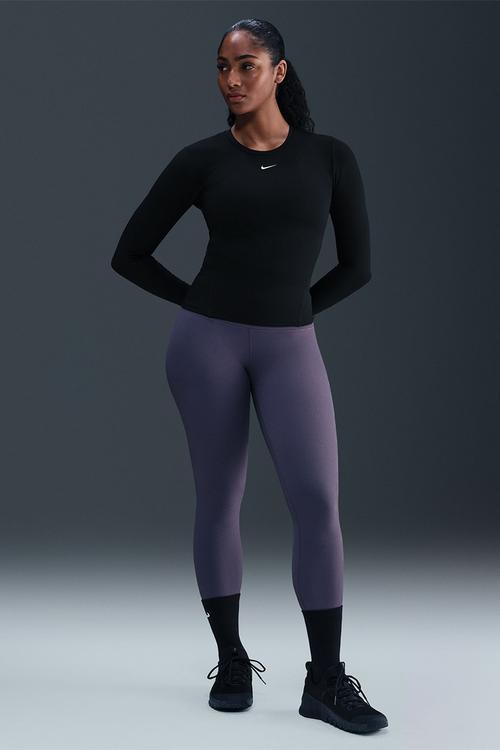W Nk One Df Fttd Ls Top - Black/White