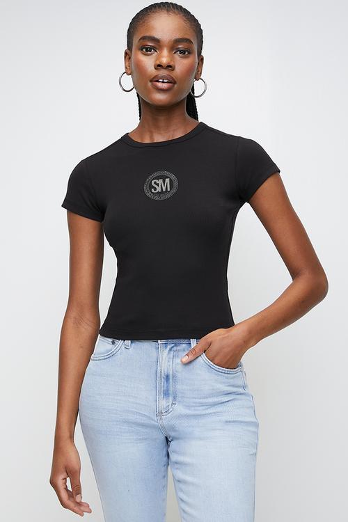 Ladies kendall short sleeve top - black
