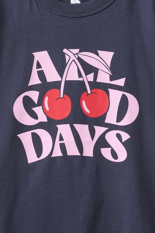 Poppy Oversize Graphic Print Tee -  Squid Ink/All Good Days