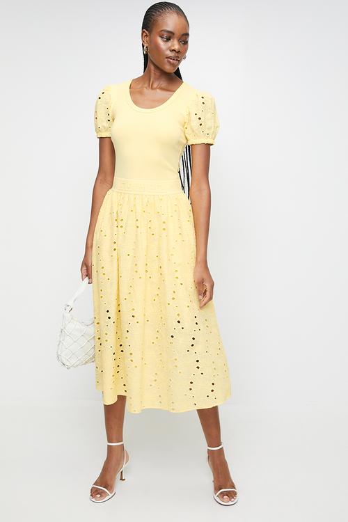 Ladies dakota flare skirt - lemon