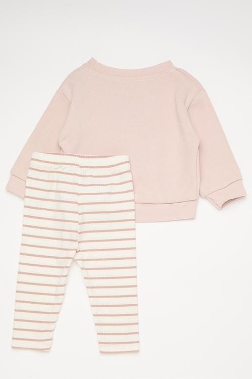 Gelato embroidered sweater with leggings - dusty pink/stripes