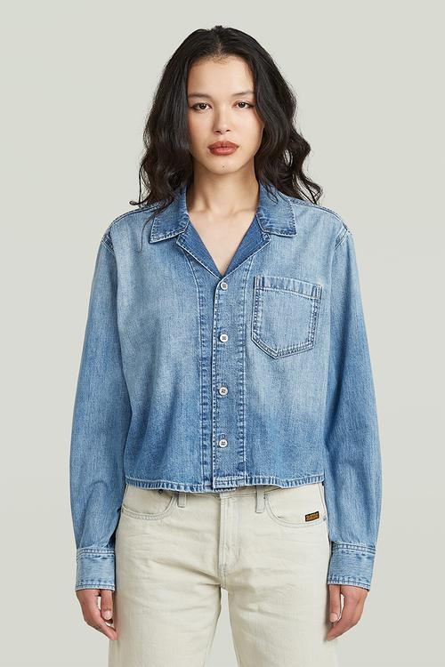 Resort Boxy Relaxed Shirt l\s wmn - Faded blue kyanite