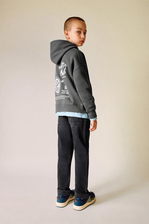 Printed cotton sweatshirt - Charcoal