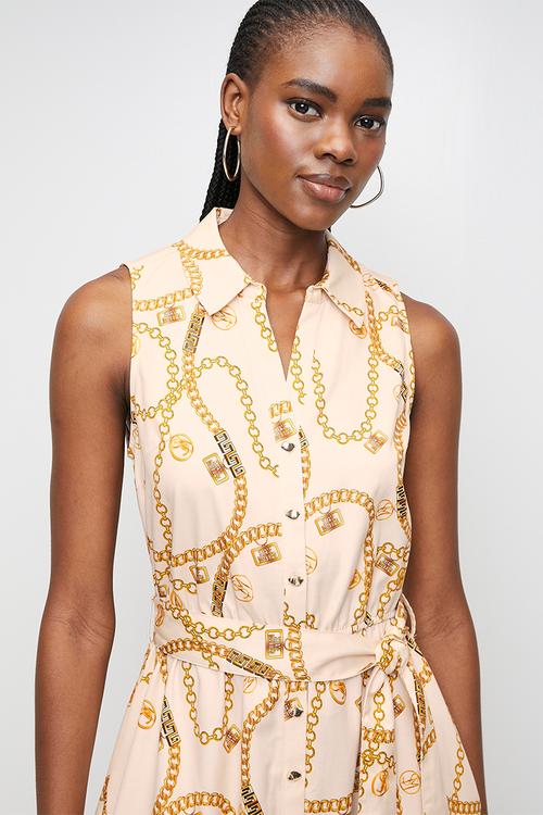 Ladies solange fit & flare shirt dress - cream