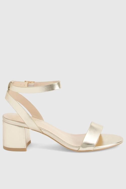Metallic low block barely there heels - gold