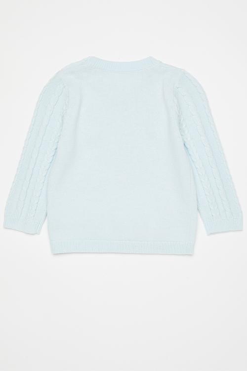 Knit jersey - pastel blue/white/bear