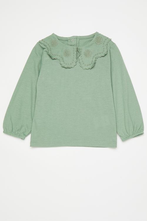 Long sleeve collared tee - fern green