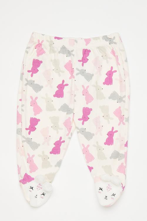 Footed leggings - white/bunny multi
