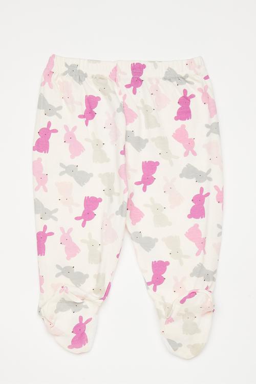 Footed leggings - white/bunny multi