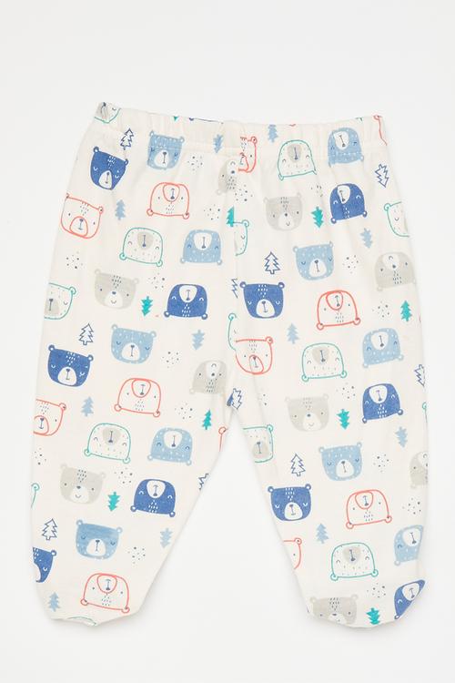 Footed leggings - white/bear multi