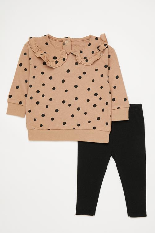 Sweater and legging set with headband - tan/black/multi