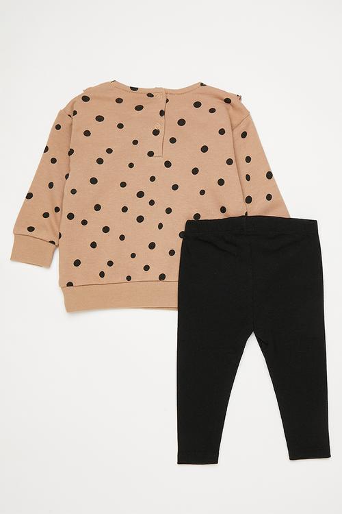 Sweater and legging set with headband - tan/black/multi