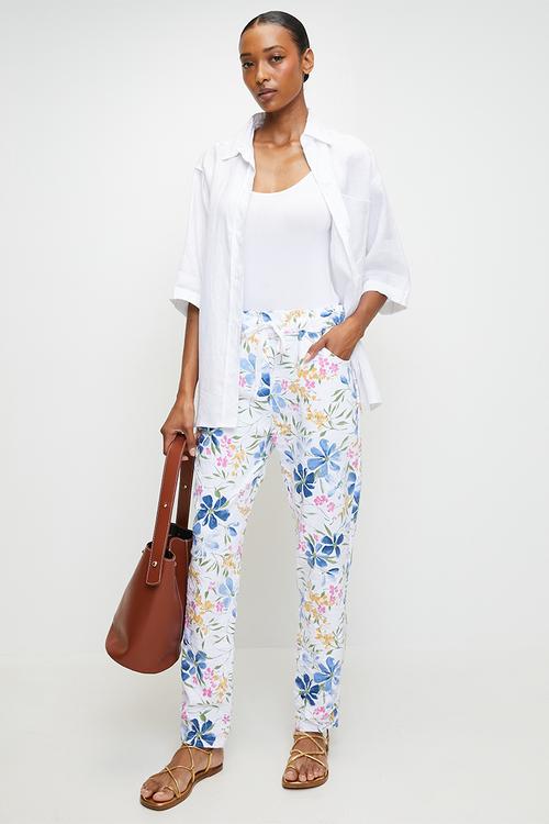 Italian Made Creased Printed Slimfit Jogger With Drawcord - White
