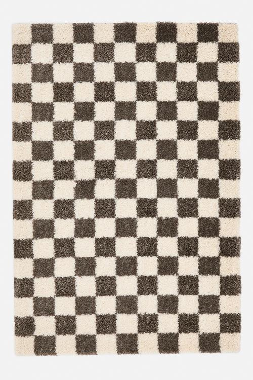 Shaggy Check Rug - Charcoal