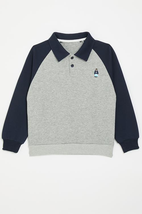 Sloth embroidered raglan sweatshirt - navy/grey