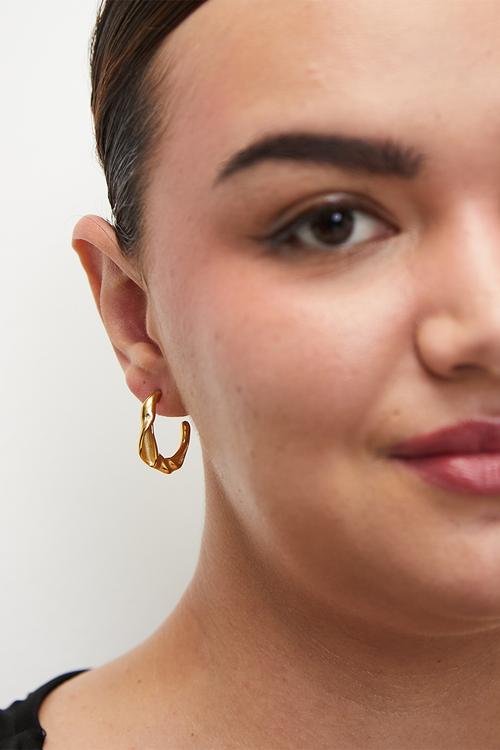 Organic Twisted Hoop Earrings - Gold