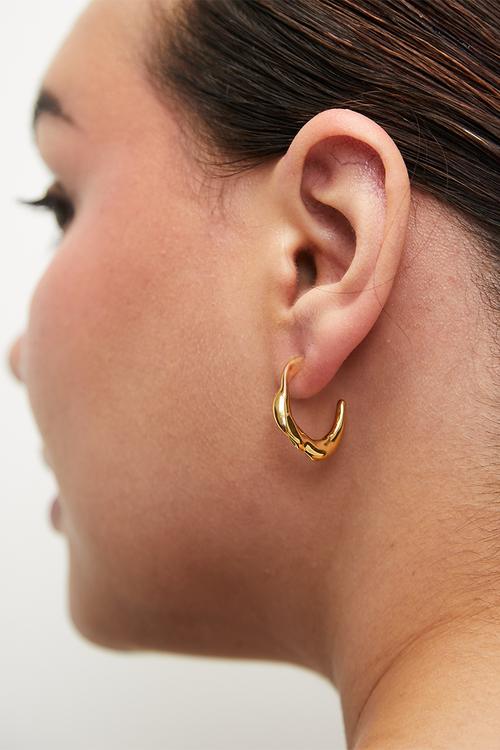 Organic Twisted Hoop Earrings - Gold