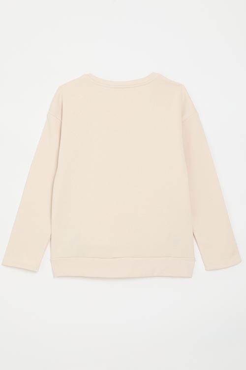 Metallic rib bow detail sweater - seashell