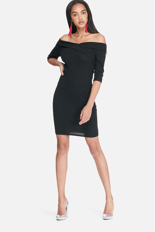 Manja wrap shoulder dress