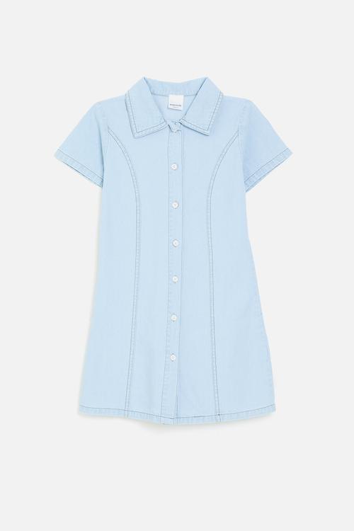 Princess line denim dress - light blue